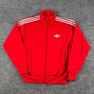 Adidas Track Jacket Mens Large Red White Originals Trefoil Firebird Zip Up